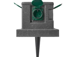 Gartensteckdose Steinoptik mit Schutzdeckel 4-fach