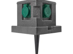 Gartensteckdose Steinoptik mit Schutzdeckel 4-fach