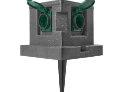 Gartensteckdose Steinoptik mit Schutzdeckel 4-fach