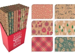 Geschenkpapier mit Weihnachtsmotiven Braun 70 cm x 200 cm 6-fach sortiert