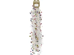 Girlande mit Federn und Sternen 200 cm Weiß-Bunt