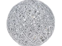 Glitzer-Ball Ø 15 cm Silber mit LED-Beleuchtung