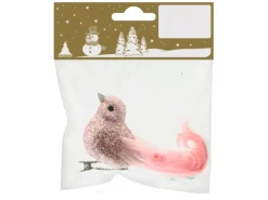 Glitzervogel mit Clip aus Styropor/Federn Rosa
