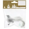 Glitzervogel mit Clip aus Styropor/Federn Silber