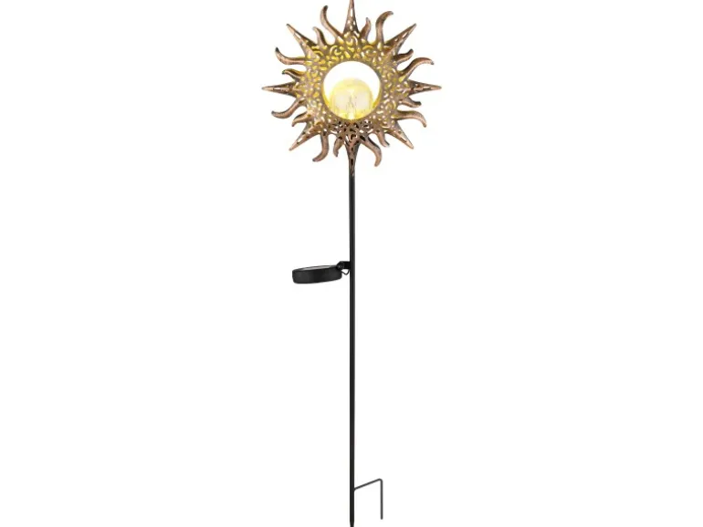 Globo LED Solarleuchte Metall Schwarz Matt Rostfarben Antik 81,5 cm x 24,2 cm