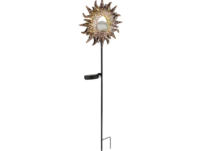 Globo LED Solarleuchte Metall Schwarz Matt Rostfarben Antik 81,5 cm x 24,2 cm