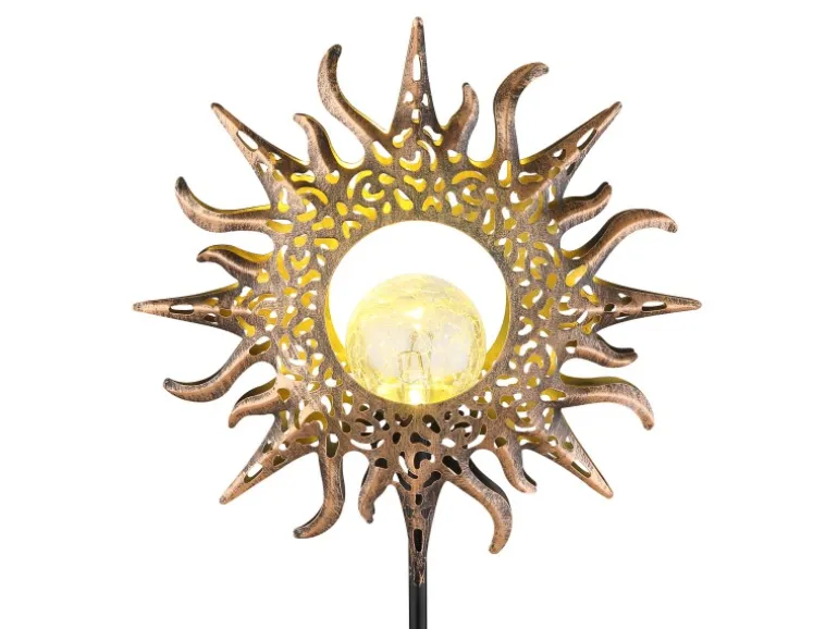 Globo LED Solarleuchte Metall Schwarz Matt Rostfarben Antik 81,5 cm x 24,2 cm