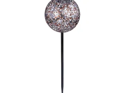 Globo LED-Solaraußenleuchte Kugel Dekogeflecht Silber 54 cm x 18,5 cm x 18,5 cm