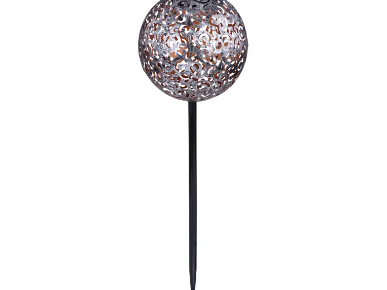 Globo LED-Solaraußenleuchte Kugel Dekogeflecht Silber 54 cm x 18,5 cm x 18,5 cm