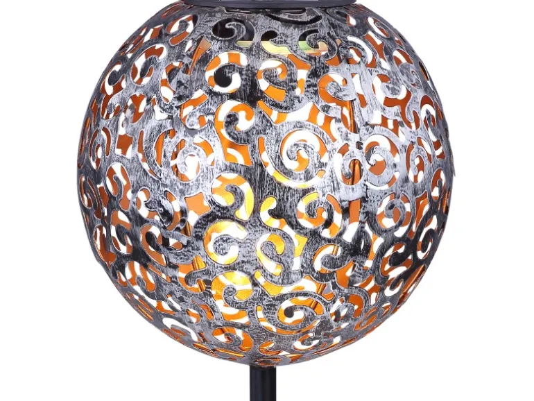 Globo LED-Solaraußenleuchte Kugel Dekogeflecht Silber 54 cm x 18,5 cm x 18,5 cm