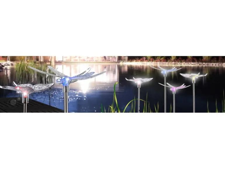 Globo LED-Solaraußenleuchte in Insektenform 4 Stk. Bunt