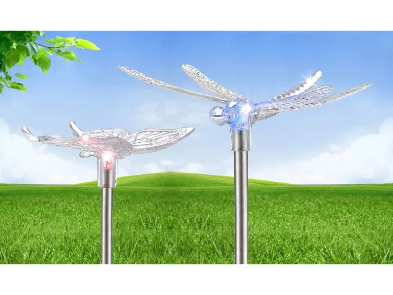 Globo LED-Solaraußenleuchte in Insektenform 4 Stk. Bunt