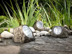 Globo LED-Solaraußenleuchte in Steinoptik Grau 3 Stk.