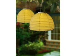 Globo LED-Solarhängeleuchte Leinen Weiß Ø 40 cm H: 30 cm