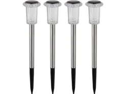 Globo LED-Solarleuchte 33 cm x Ø 5,4 cm Edelstahl 4er Set