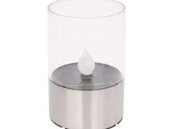 Globo LED-Solartischlampe mit Feuereffekt Edelstahl