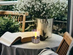 Globo LED-Solartischlampe mit Feuereffekt Edelstahl