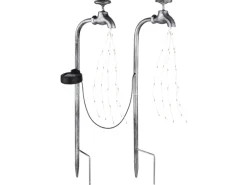 Globo Solarleuchte Metall 2er Set Silber