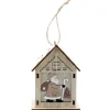 Haus mit Santa mit LED Licht 9,5 cm aus Holz
