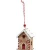 Haus zum Hängen aus Holz 8 cm Braun-Rot-Weiß