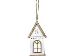 Haus zum Hängen aus Holz 14,5 cm Natur-Weiß