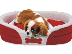 Heim Haustierbett mit weihnachtlichem Motiv Gr. L 72 x 52 x 14 cm Rot