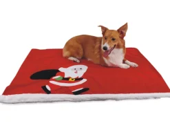 Heim Haustierdecke mit weihnachtlichem Motiv Gr. 100 x 70 cm Rot