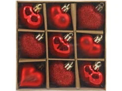 Herzen zum Hängen 9er-Pack aus Kunststoff 4,5 cm Rot