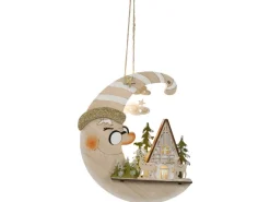 HGD Fensterlicht Mond mit Waldhaus Batteriebetrieb mit Timer 18 × 4 cm
