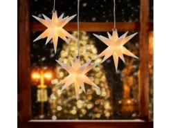 HGD LED-Sternenhänger mit 3 Sterne Ø je 12 cm Weiß für außen