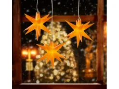 HGD LED-Sternenhänger mit 3 Sterne Ø je 12 cm Gelb für außen