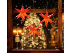HGD LED-Sternenhänger mit 3 Sterne Ø je 12 cm Rot für außen