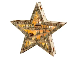 HGD LED-Weihnachtsstern Country Style mit Timer 30 cm x 6 cm x 28,5 cm