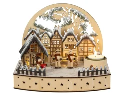 HGD Mini-Lichterbogen Rehe mit LED und Teelichthalter 22 cm x 15 cm x 18 cm