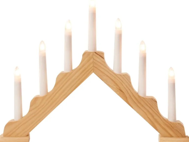 HGD Schwedenleuchter 7-flammig elektrisch beleuchtet Natur ca. 41 x 5 x 31 cm