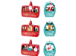 Hängedekoration Metall LED 152 x 140 x 60 mm Rot-Blau 6-fach Sortiert