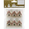 Holzclips 6er-Pack mit Haus 3,5 cm Natur/Rot