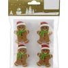 Holzklammern mit Lebkuchenmann 4er-Pack mit Filz 5,5 cm
