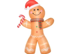 HOMCOM Aufblasbarer Lebkuchenmann mit Lichtern Wetterfest