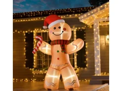 HOMCOM Aufblasbarer Lebkuchenmann mit Lichtern Wetterfest