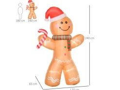 HOMCOM Aufblasbarer Lebkuchenmann mit Lichtern Wetterfest