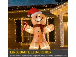 HOMCOM Aufblasbarer Lebkuchenmann mit Lichtern Wetterfest
