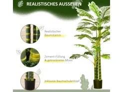HOMCOM Künstliche Palme im Topf Kunstpalme PEVA  19,5L x 19,5B x 190H cm