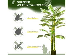 HOMCOM Künstliche Palme im Topf Kunstpalme PEVA  19,5L x 19,5B x 190H cm