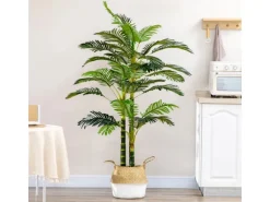 HOMCOM Künstliche Palme im Topf Kunstpalme PEVA  19,5L x 19,5B x 190H cm