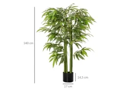 HOMCOM Künstliche Pflanze Seidentuch Kunststoff  17L x 17B x 140H cm