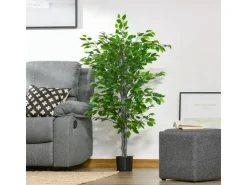 HOMCOM Künstlicher Ficusbaum Kunststoff Zement  15L x 15B x 135H cm