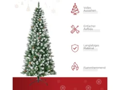 HOMCOM Künstlicher Weihnachtsbaum 180cm mit Kunstschnee 630 Astspitzen
