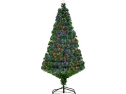 HOMCOM Künstlicher Weihnachtsbaum LED Lichtfaser mit Metallständer