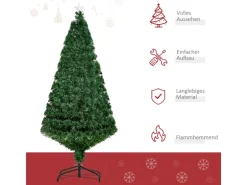 HOMCOM Künstlicher Weihnachtsbaum LED Lichtfaser mit Metallständer
